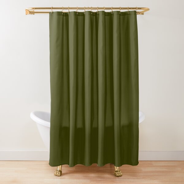 Dark olive textured striped. Shower Curtain
