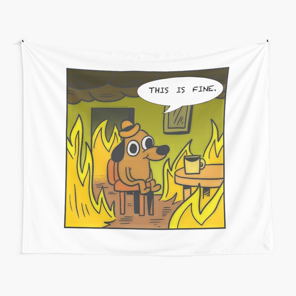 Dog Funny Wall Tapestry This Is Fine Dog Fire Meme Wall Tapestry Home Decor Home Garden