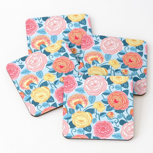 Item preview, Coral, Yellow & Blue Climbing Rosa Vines designed and sold by TigaTiga.
