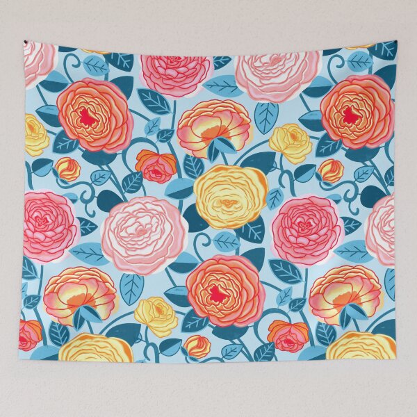 Item preview, Coral, Yellow & Blue Climbing Rosa Vines designed and sold by TigaTiga.