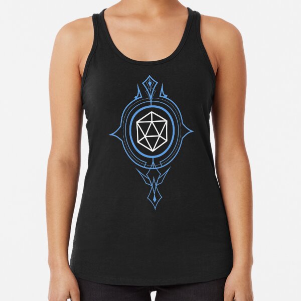 Vintage Geometric Blue Polyhedral D20 Dice Racerback Tank Top