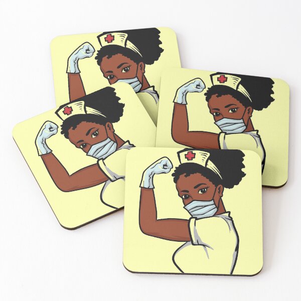 Item preview, African woman strong nurse with facemask and gloves  designed and sold by Inspireaglow.