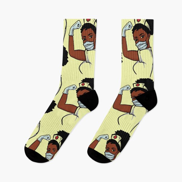Item preview, African woman strong nurse with facemask and gloves  designed and sold by Inspireaglow.