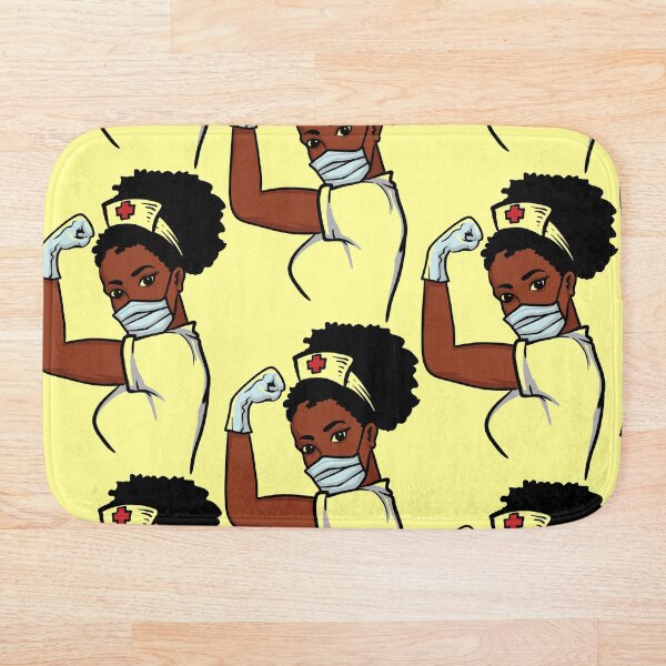 Item preview, African woman strong nurse with facemask and gloves  designed and sold by Inspireaglow.