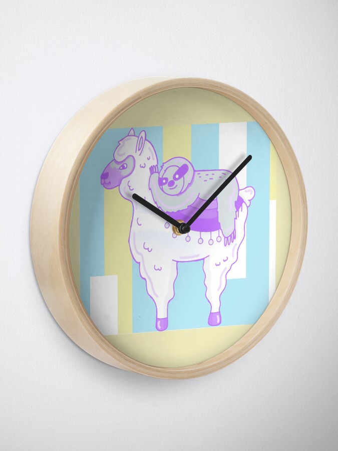 Alternate view of Alpaca & Sloth Best Friends Clock