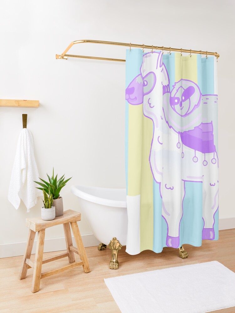 Alternate view of Alpaca & Sloth Best Friends Shower Curtain