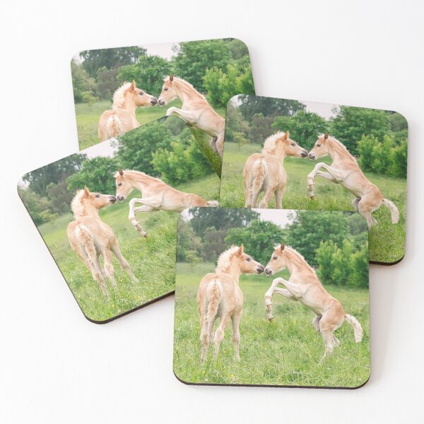 Item preview, Funny Haflinger foals playing and rearing designed and sold by Katho Menden.