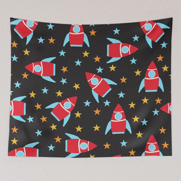 Item preview, Red and Blue Space Rockets Design designed and sold by shadowbright.