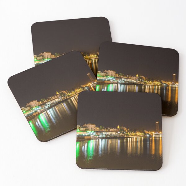 Item preview, Rich Velvety Currents - Guadalquivir River Waterfront Bars and Restaurants and Triana Bridge designed and sold by Georgia Mizuleva.