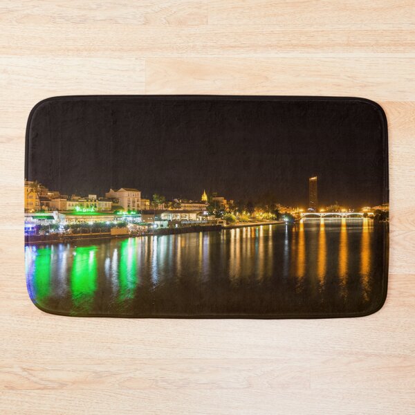 Item preview, Rich Velvety Currents - Guadalquivir River Waterfront Bars and Restaurants and Triana Bridge designed and sold by Georgia Mizuleva.