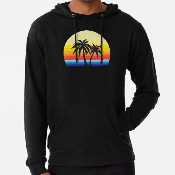Synthwave Sun Palm Trees Lightweight Hoodie