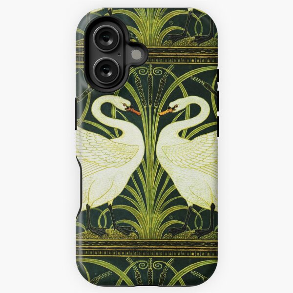 Vista previa del artículo con la obra «DOS CISNES BLANCOS ENTRE CASCOS VERDES Animales Art Nouveau», diseñado y vendido por BulganLumini.