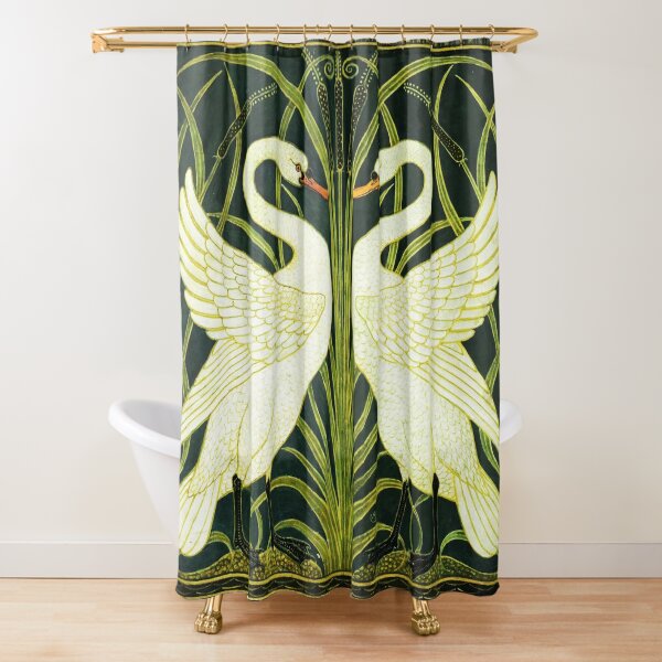Artikel-Vorschau von ZWEI WEISSE SCHWÄNE IM SCHILF IN GRÜN Jugendstil Tiere, designt und verkauft von BulganLumini.
