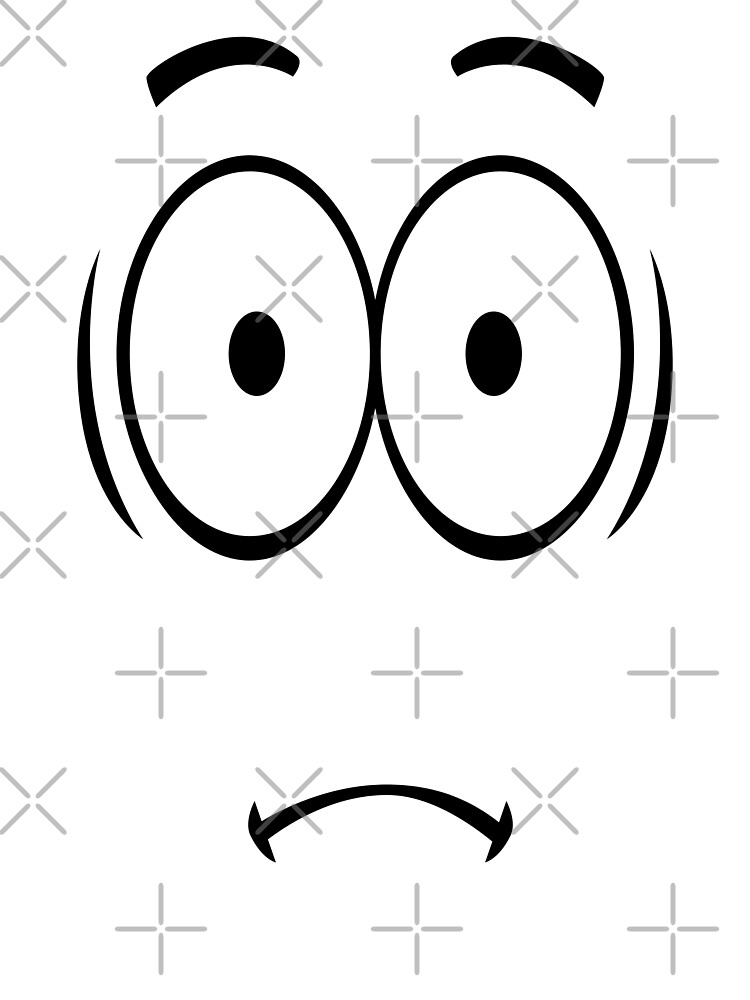 Funny scared face expression cartoon illustration Poster for Sale