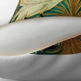 Alternate view of TWO WHITE SWANS AMONG REEDS IN BLUE Art Nouveau Animals Floor Pillow