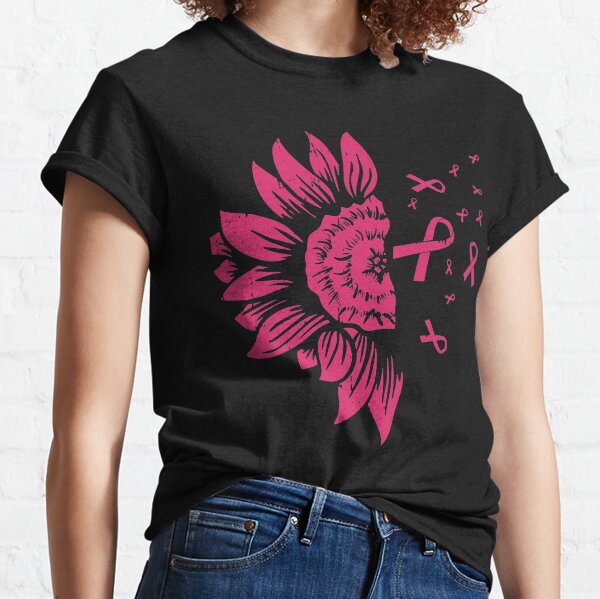 Sunflower Pink Ribbon Breast Cancer Awareness Gift Classic T-Shirt