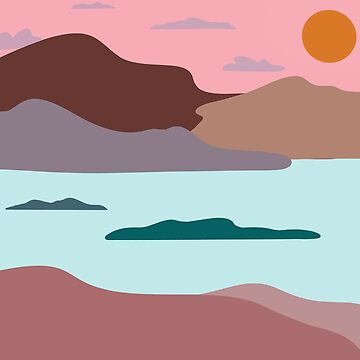 Aperçu de l'œuvre Couché de soleil paysage illustration Mauve de LaetiArts