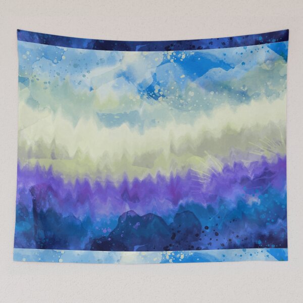 Item preview, Tie Dye abstract rainbow lines, blue, purple, bright, yellow designed and sold by avit1.