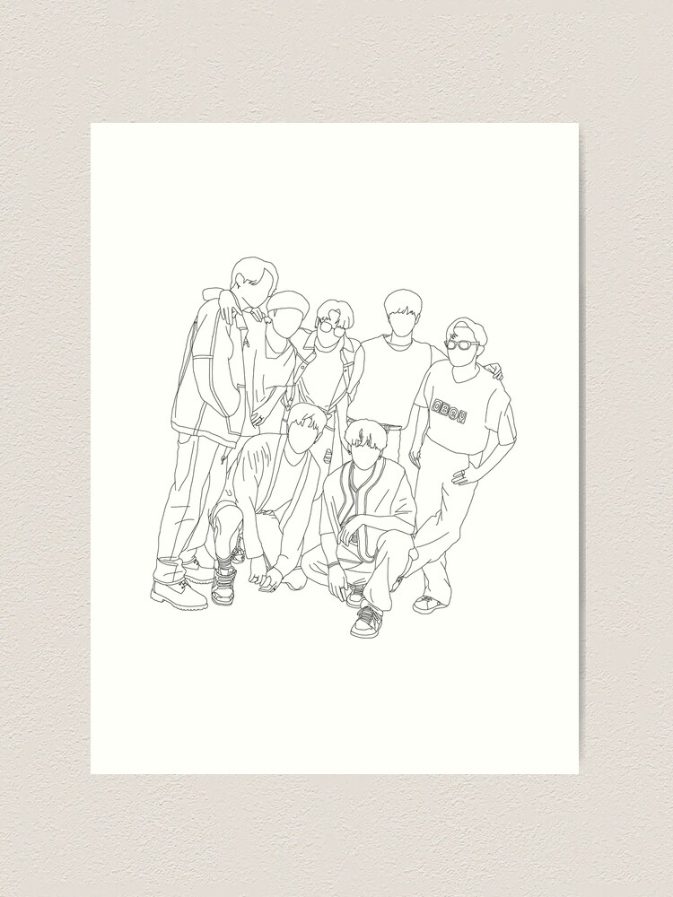 Bangtan Dynamite line art | Art Print