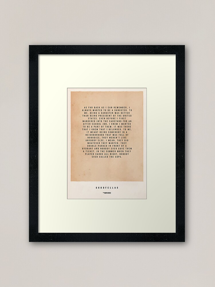 Goodfellas Movie Poster Print Wall Art Present Frame Gift