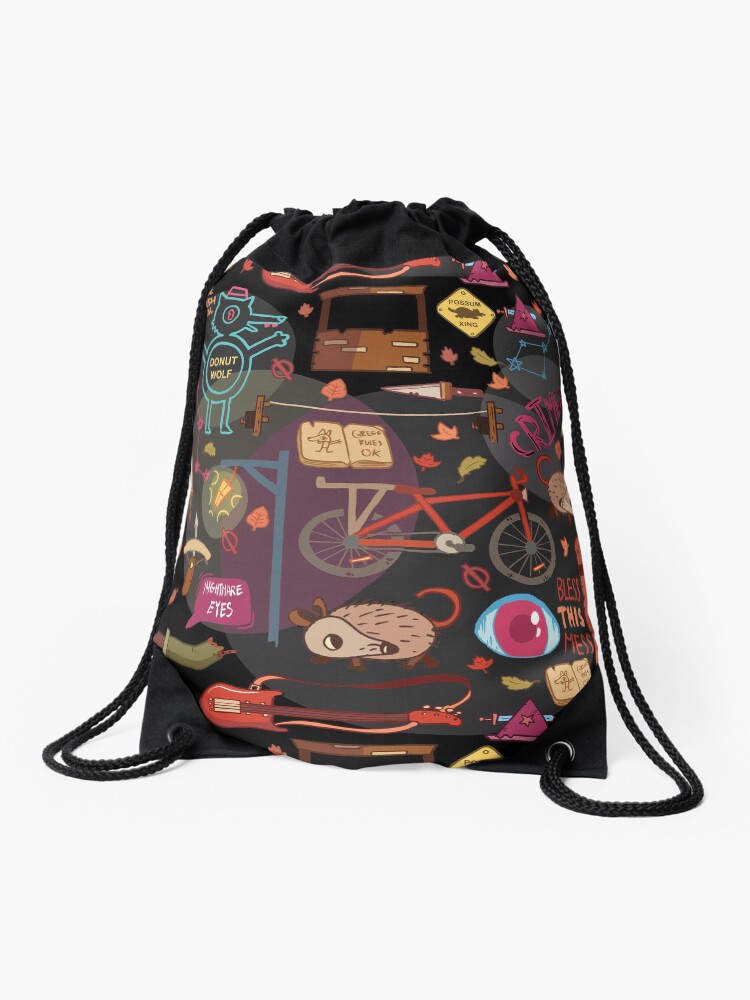 Thumbnail 1 of 3, Drawstring Bag, Night in the Woods Weird Autumn Pattern designed and sold by Scribblechill.