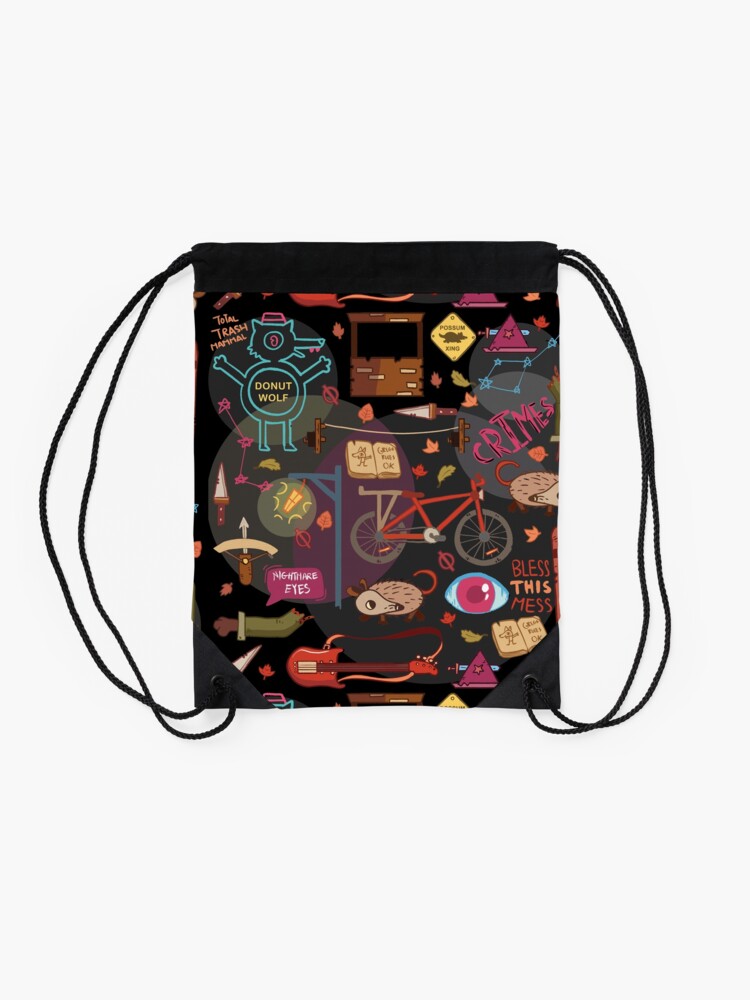 Thumbnail 2 of 3, Drawstring Bag, Night in the Woods Weird Autumn Pattern designed and sold by Scribblechill.