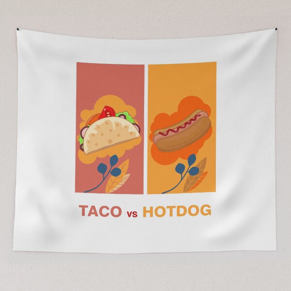 Item preview, Taco vs hot dog lovers and leaves colored background  designed and sold by SGS-.