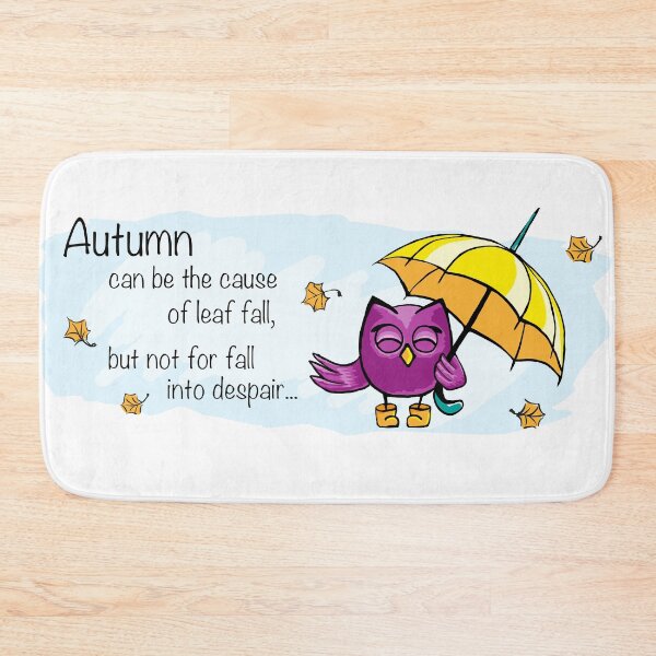 Item preview, Happy owl with an umbrella under leaf fall designed and sold by MindMirror.