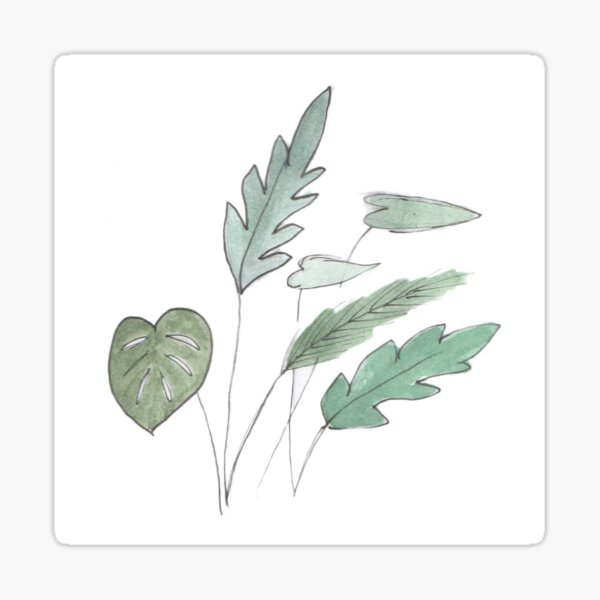 Green leaves in watercolor Sticker
