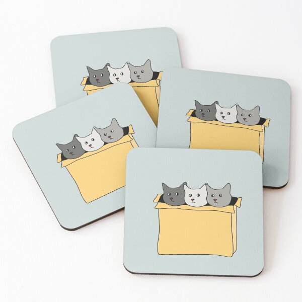 Item preview, three cats in a cardboard box designed and sold by pastelpurple.