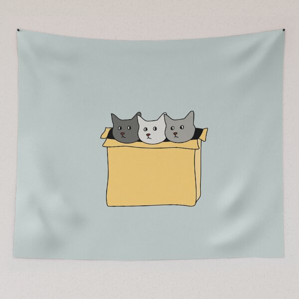 Item preview, three cats in a cardboard box designed and sold by pastelpurple.