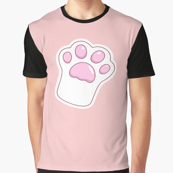 White Pink Pet Paw Graphic T-Shirt
