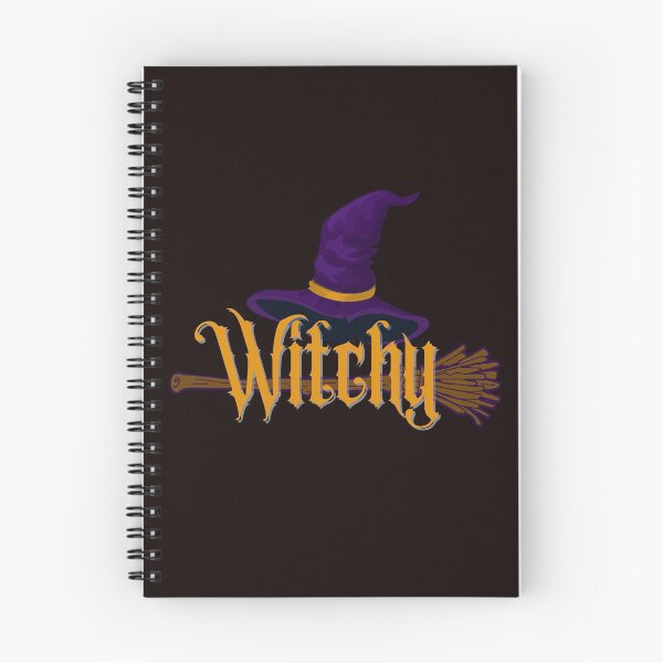Item preview, Witchy in text with broom and purple hat designed and sold by FringyGingy.