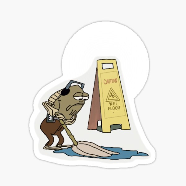 "Spongebob wet floor " Sticker for Sale by brookwilson Redbubble