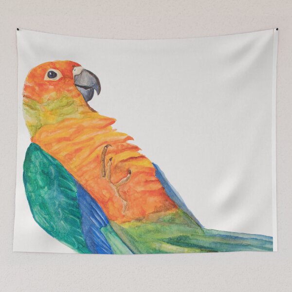 Item preview, Sun parakeet Print, Bird Prints, Parrot Poster Bresil Animal Wall Art Tropical Bird Art Bird Print Aratinga Art  designed and sold by L'Atelier Oranjade.