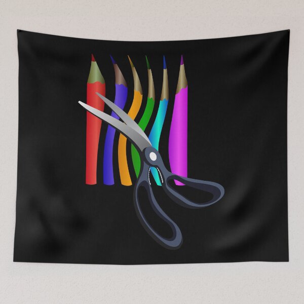 Item preview,  Colored pencils, scissors GIFT Children Youth Man Woman T-shirts Mugs Other Black background designed and sold by Galina Kostyaeva.