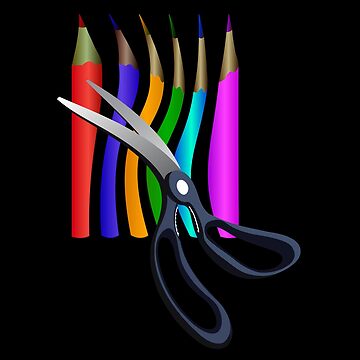 Artwork thumbnail, Colored pencils, scissors GIFT Children Youth Man Woman T-shirts Mugs Other Black background by Galina Kostyaeva