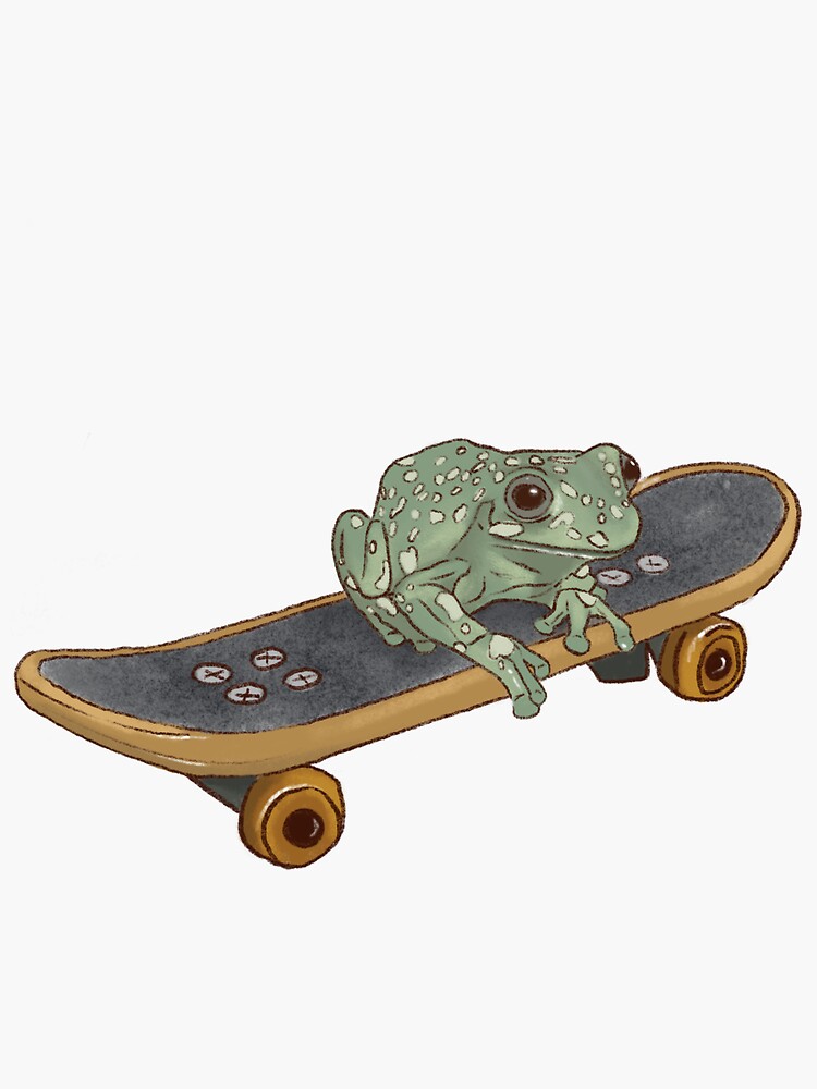 Frog on a skateboard Sticker for Sale by Fruitkidd0