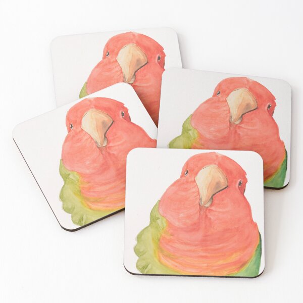Item preview, Watercolor loverbird lovebird parrot bird pink and green designed and sold by L'Atelier Oranjade.