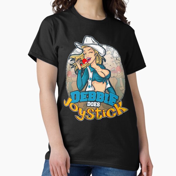 Debbie Does Joystick (gamer girl pin-up - retro parody version) Classic T-Shirt