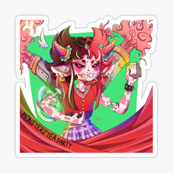 welcome to Monsterz strawberry tea party Sticker