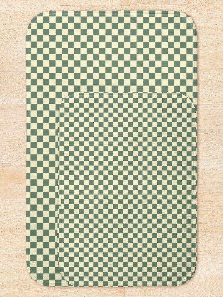 Alternate view of Prairie Sage Green and Cream Checkerboard Squares Bath Mat