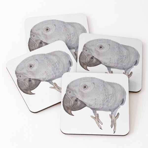 Item preview, African Gray Parrot Tropical Bird Watercolor Art Print designed and sold by L'Atelier Oranjade.