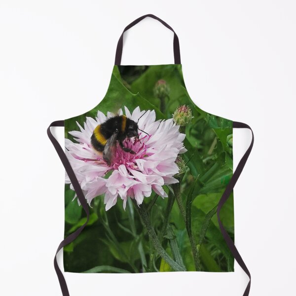 Item preview, Bumblebee on a white and pink Cornflower  designed and sold by ArtisticMishaps.
