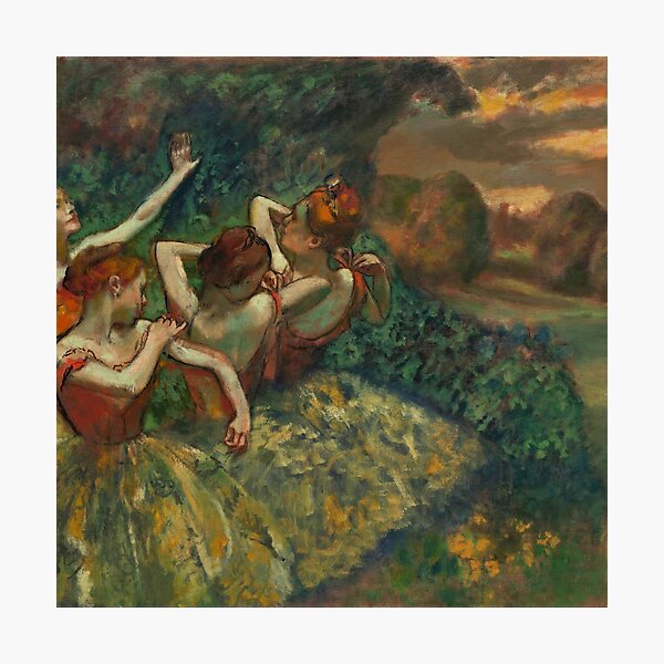 Vista previa del artículo con la obra «Edgar Degas Cuatro bailarinas bailarinas naranja otoño otoño regalo para admiradores del arte», diseñado y vendido por conceptDVS.