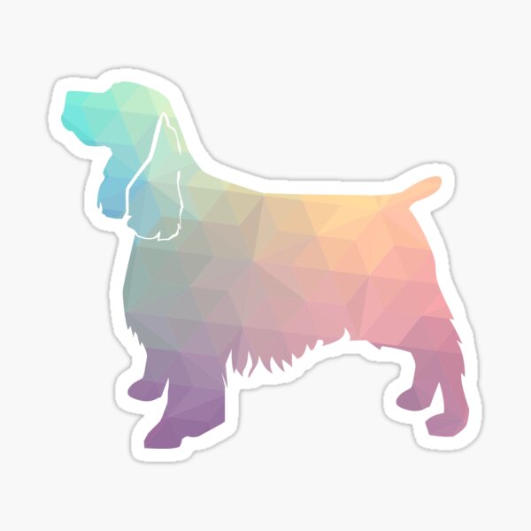 Springer Spaniel Dog Colorful Geometric Pattern Silhouette - Pastel Sticker