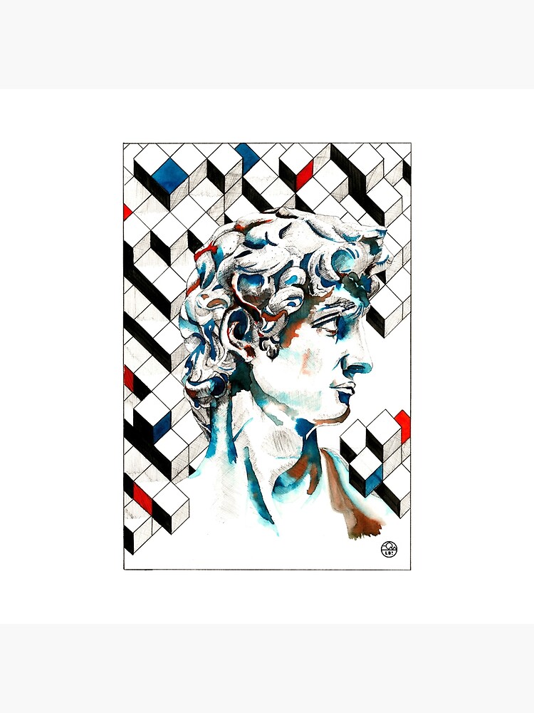 Aperçu 4 sur 4. Coussin avec l'œuvre David créée et vendue par LoicBrDesign.