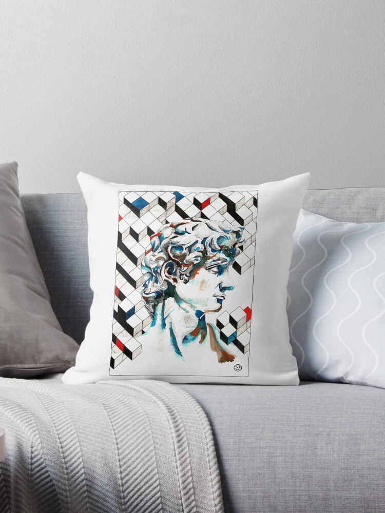 Aperçu 1 sur 4. Coussin avec l'œuvre David créée et vendue par LoicBrDesign.