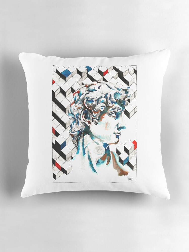 Aperçu 3 sur 4. Coussin avec l'œuvre David créée et vendue par LoicBrDesign.