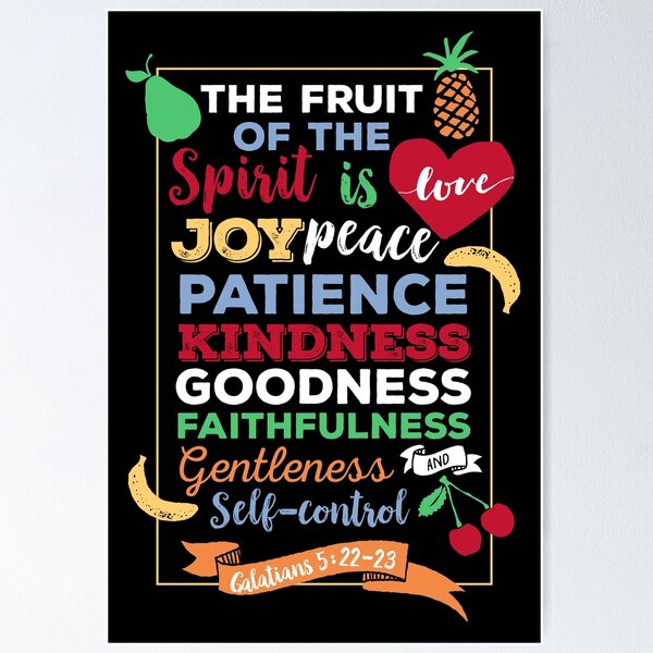 Item preview, fruit of the spirit, Galatians 5:23, the fruit of the Spirit is love, joy, peace, forbearance, kindness, goodness, faithfulness, gentleness and self-control designed and sold by Christian Word Art.